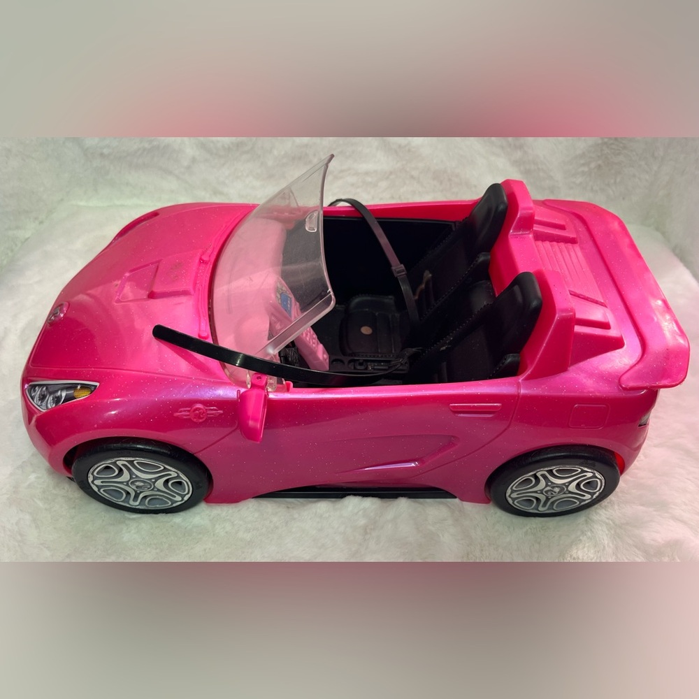 Barbie Glam Glitter Pink Convertible Car with Seat Belts